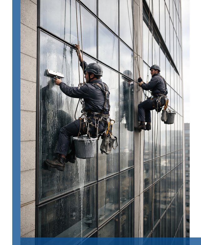 Профессиональная мойка стеклянных фасадов зданий в Петергофе