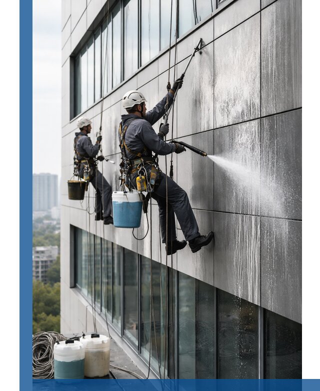 Профессиональная мойка вентилируемых фасадов в Петергофе