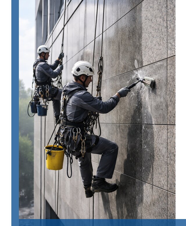 Профессиональная мойка фасада из керамогранита в Петергофе