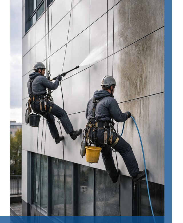 Мойка фасада из композита в Петергофе по цене от 314 р. | ВЫСОТНИК-Птф