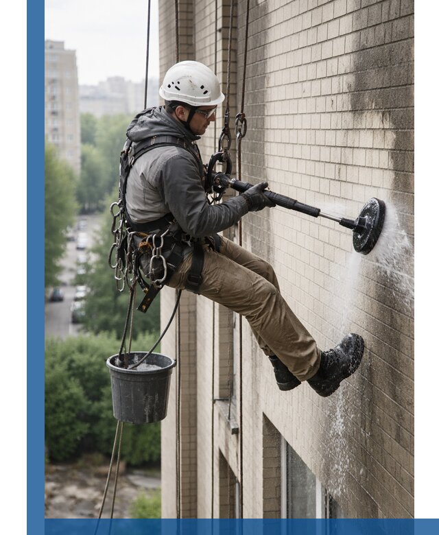 Очистка фасада от копоти в Петергофе профессионально и безопасно