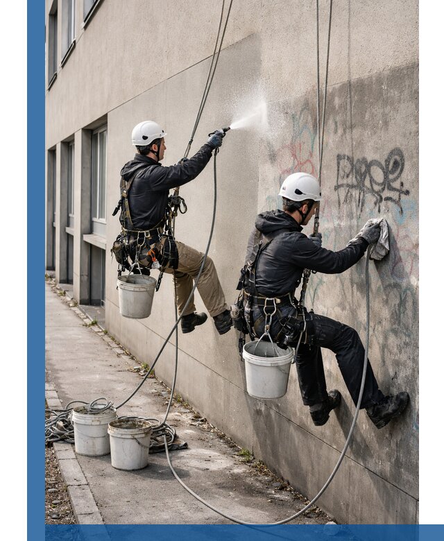 Антиграффити покрытие фасада с защитой от надписей в Петергофе