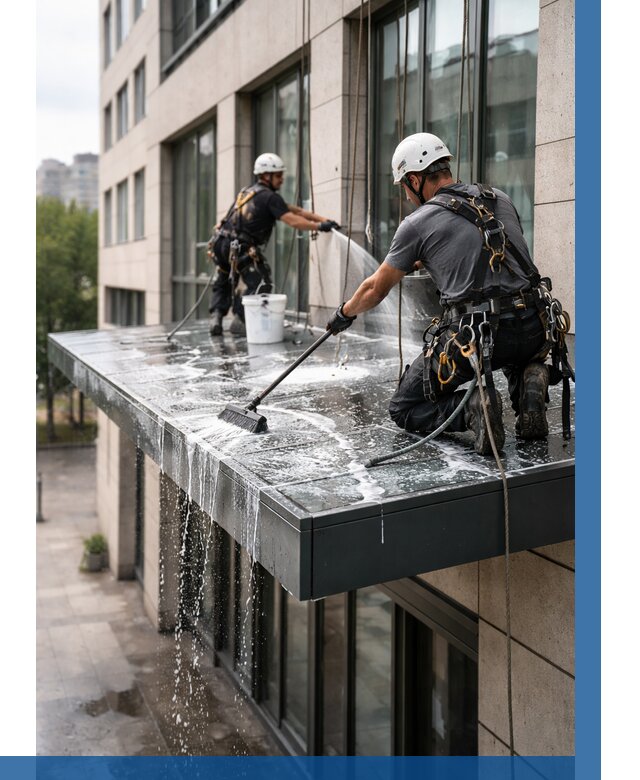 Мойка козырьков и навесов в Петергофе от 3661 р. | ВЫСОТНИК-Птф