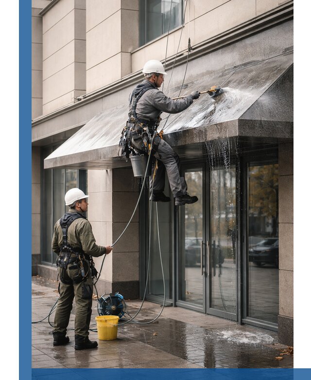 Профессиональная мойка козырьков и навесов в Петергофе