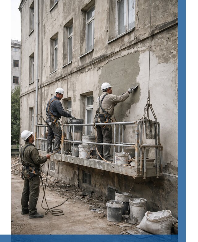 Капитальный ремонт фасада в Петергофе от 4394 р. | ВЫСОТНИК-Птф