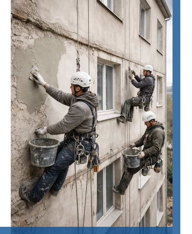 Ремонт штукатурного фасада в Петергофе от 785 р. под ключ | ВЫСОТНИК-Птф