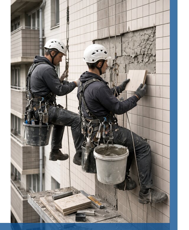 Ремонт облицовки фасада плиткой в Петергофе от 1883 р. | ВЫСОТНИК-Птф