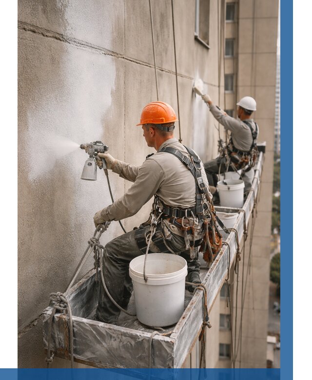 Грунтовка фасада на высоте в Петергофе от 126 р. | ВЫСОТНИК-Птф