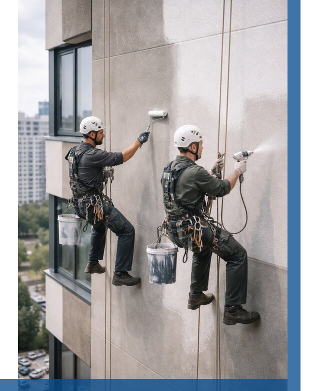 Покраска фасада альпинистами в Петергофе от 314 р. | ВЫСОТНИК-Птф