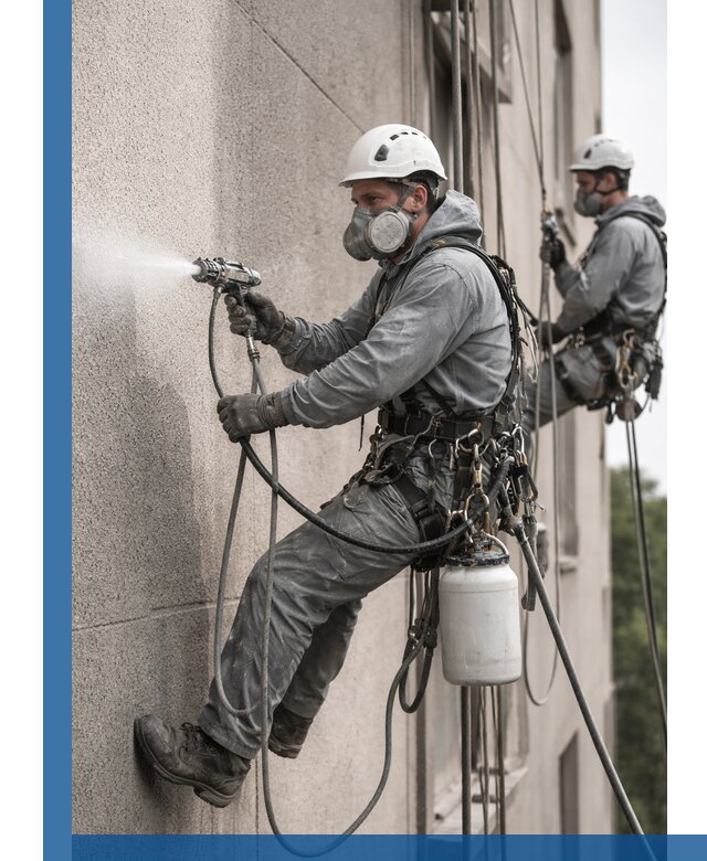 Безвоздушная покраска фасадов зданий в Петергофе профессионально