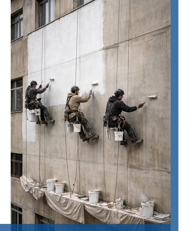 Покраска бетонного фасада в Петергофе от 366 р за м2 | ВЫСОТНИК-Птф