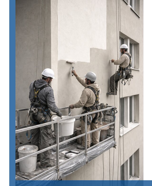 Покраска оштукатуренного фасада в Петергофе под ключ с гарантией