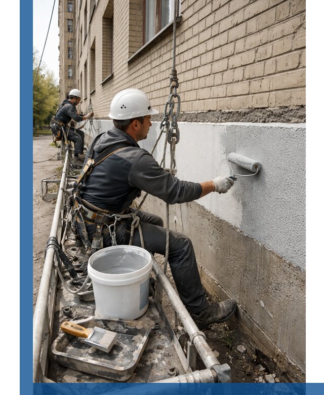 Окраска цоколя здания в Петергофе профессионально и надежно
