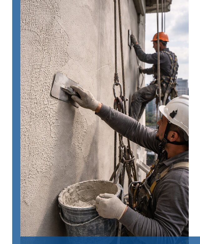 Декоративная штукатурка фасада с утеплением и защитой в Петергофе
