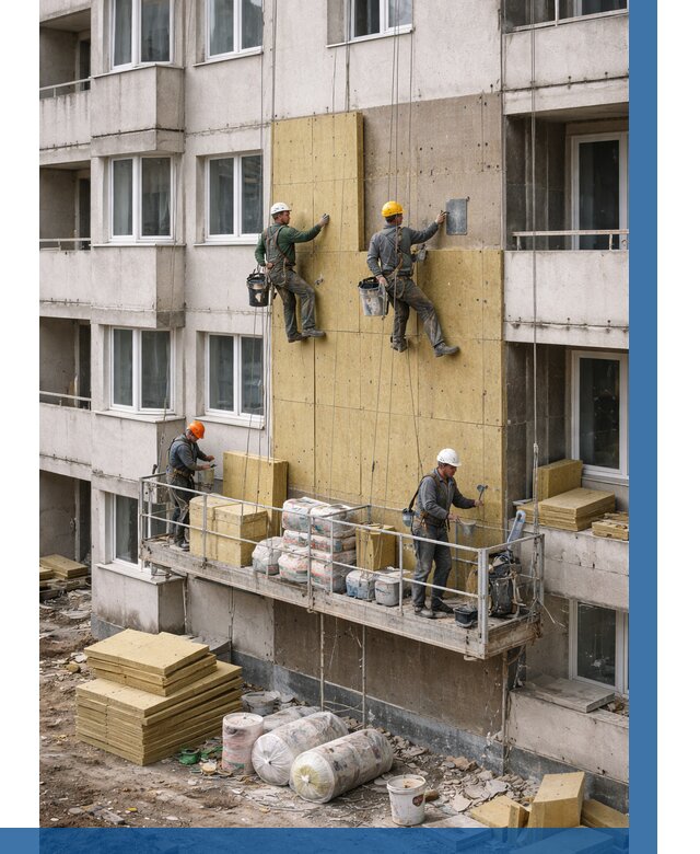 Утепление фасада минватой в Петергофе от 1569 р. | ВЫСОТНИК-Птф