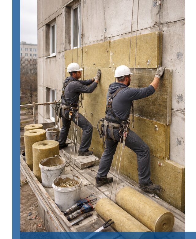 Утепление фасада минватой в Петергофе под ключ с гарантией