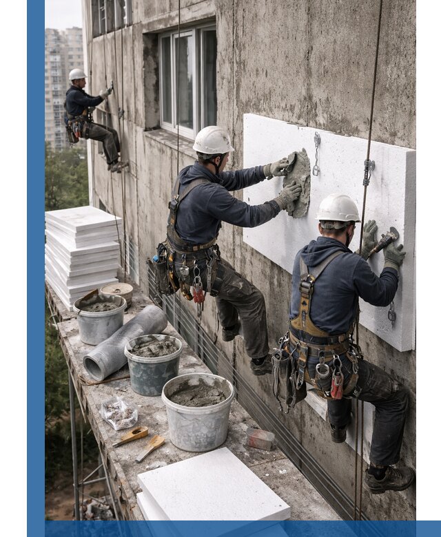 Утепление фасада пенополистиролом в Петергофе под ключ