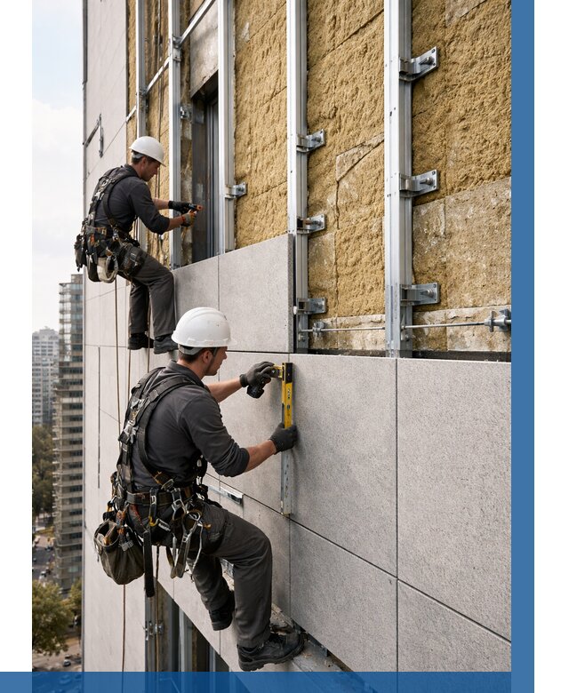 Монтаж вентилируемого фасада в Петергофе от 3661 р. | ВЫСОТНИК-Птф