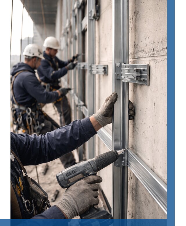 Монтаж подсистемы вентфасада в Петергофе от 889 р. | ВЫСОТНИК-Птф