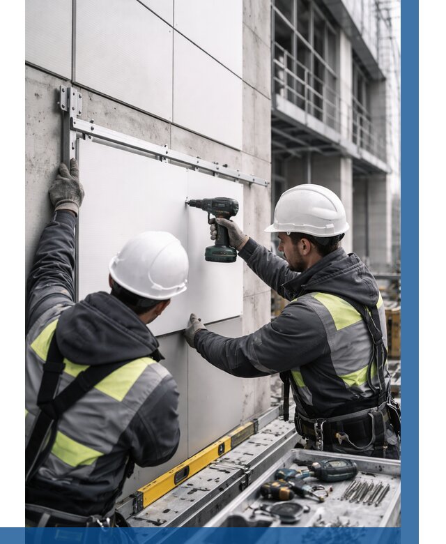 Монтаж композитных панелей фасада в Петергофе от 2615 р. | ВЫСОТНИК-Птф