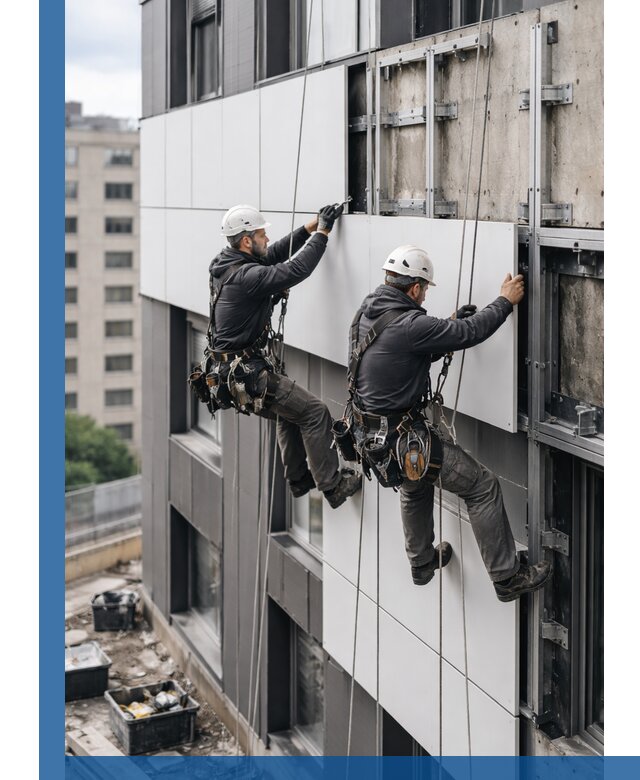 Монтаж композитных панелей фасада в Петергофе под ключ