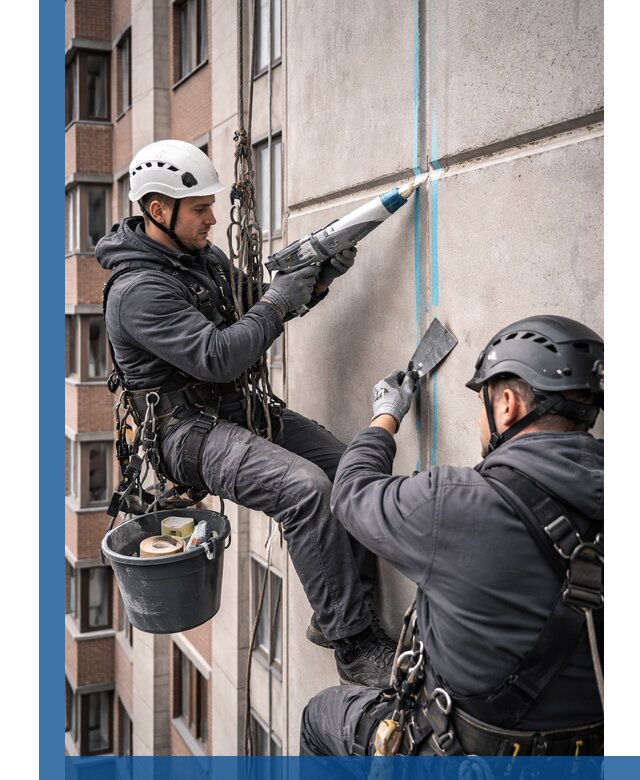 Вторичная герметизация швов фасада и кровли в Петергофе