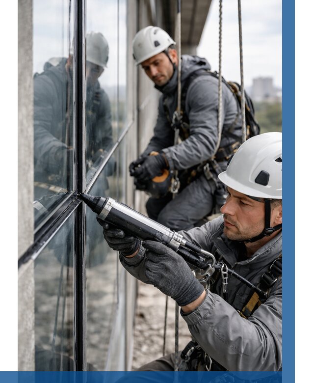 Герметизация витражных швов в Петергофе от 680 р. | ВЫСОТНИК-Птф