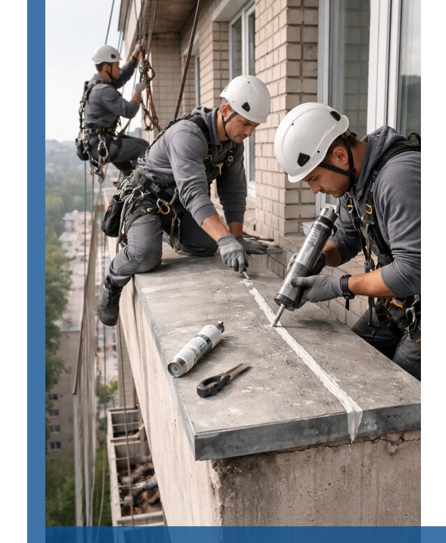 Герметизация балконного козырька в Петергофе профессионально