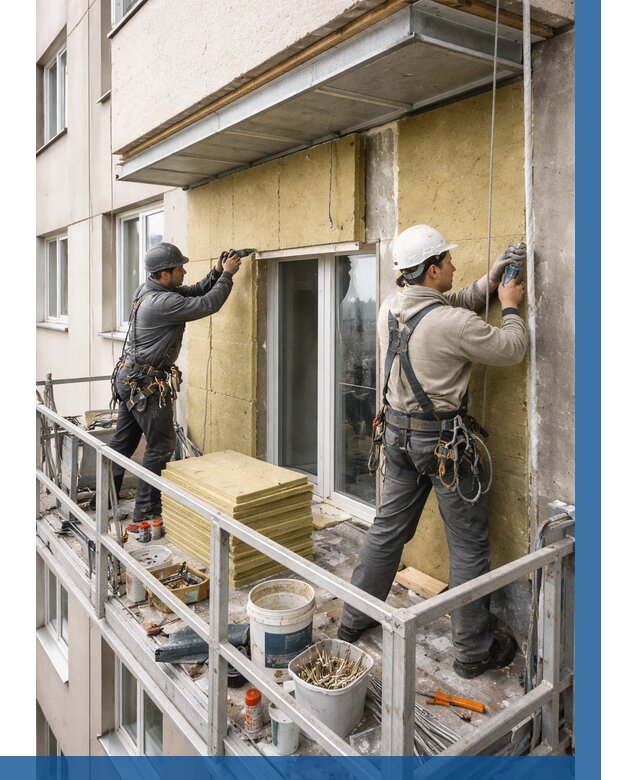 Утепление балкона снаружи в Петергофе от 1674 р. под ключ ВЫСОТНИК-Птф