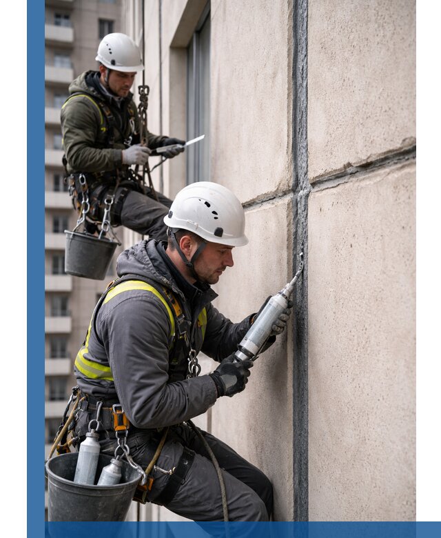 Герметизация деформационных швов фасада в Петергофе качественно