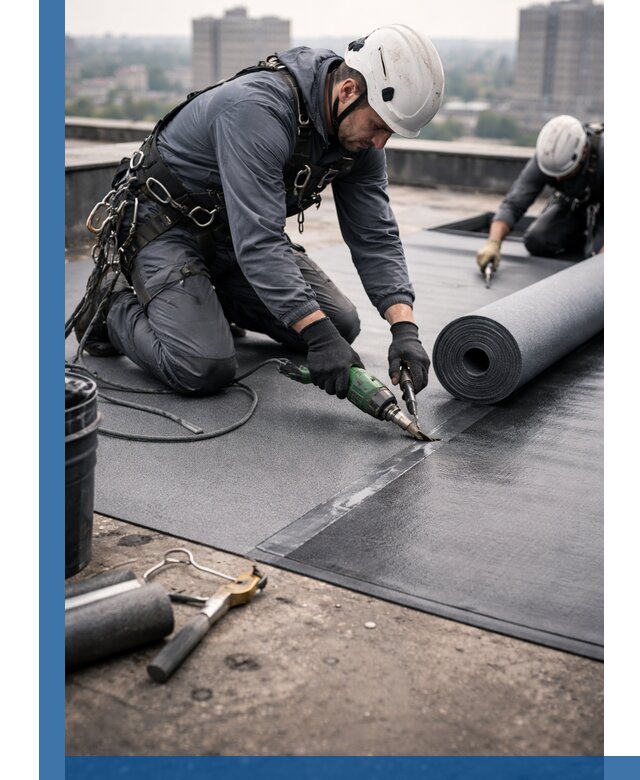 Ремонт мягкой кровли в Петергофе с выездом промальпинистов