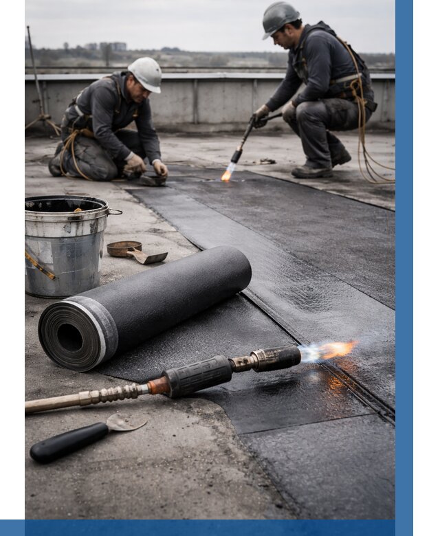 Ремонт рулонной кровли в Петергофе от 680 р. | ВЫСОТНИК-Птф