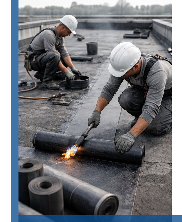 Ремонт рулонной кровли в Петергофе герметизация и восстановление