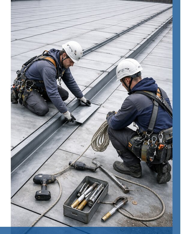 Ремонт фальцевой кровли в Петергофе от 732 р. | ВЫСОТНИК-Птф