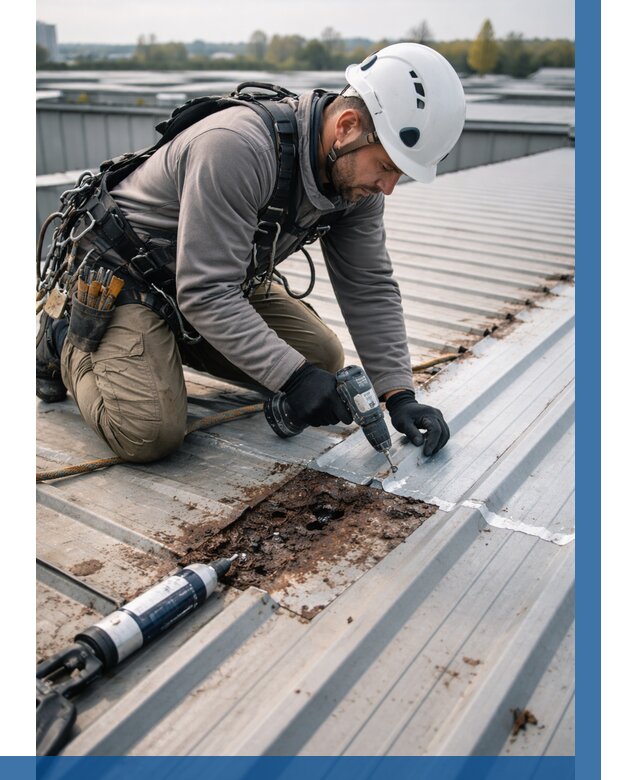 Ремонт профнастила на кровле в Петергофе от 732 р. | ВЫСОТНИК-Птф