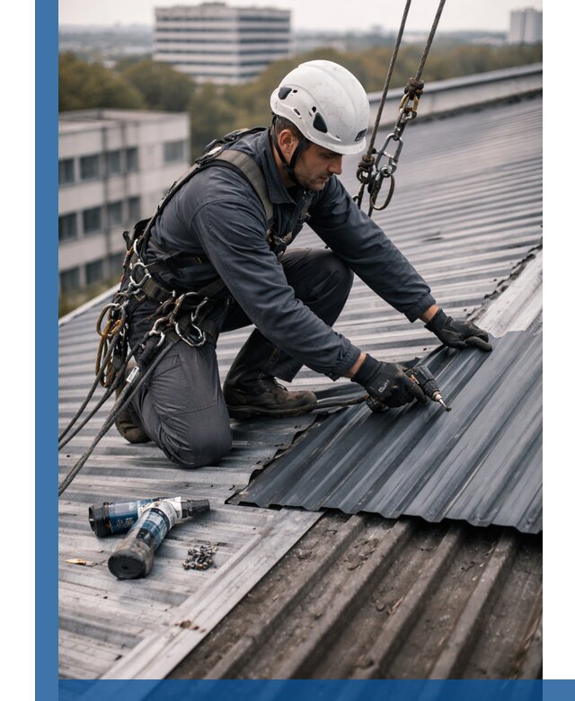 Ремонт профнастила на кровле в Петергофе, работы под ключ