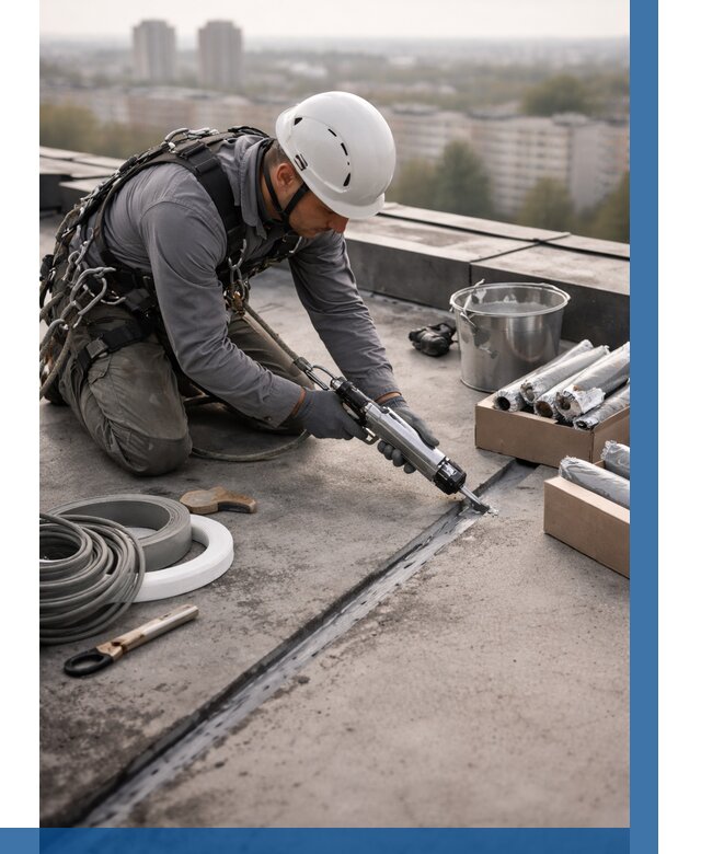 Герметизация швов кровли в Петергофе от 471 р./м2 | ВЫСОТНИК-Птф