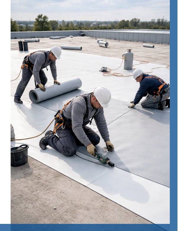 Монтаж мембранной кровли под ключ в Петергофе от 1255 р. | ВЫСОТНИК-Птф