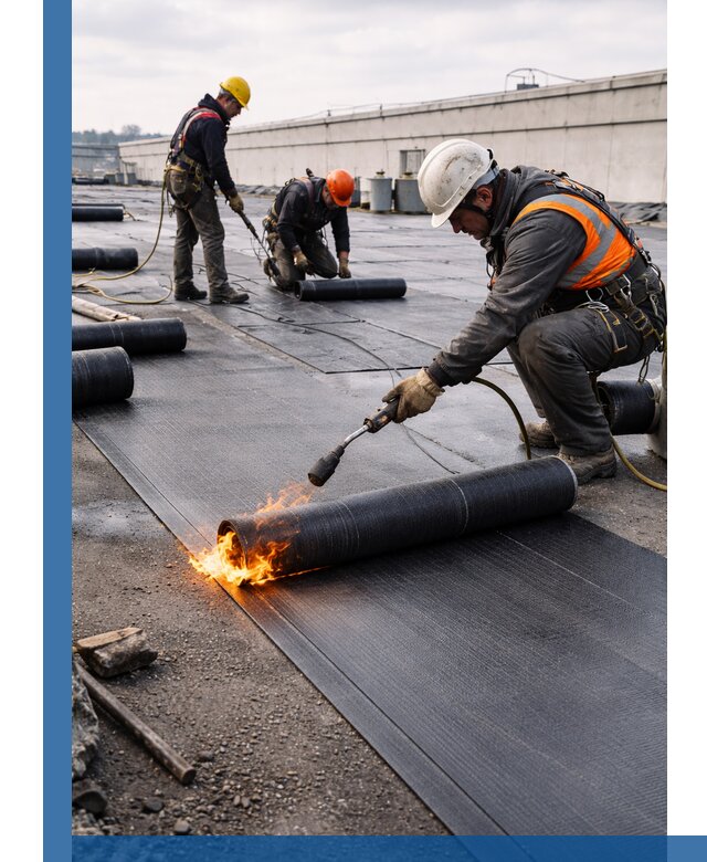Монтаж наплавляемой кровли в Петергофе профессионально
