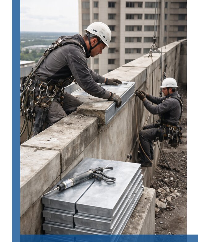 Замена парапетных крышек и установка новых в Петергофе