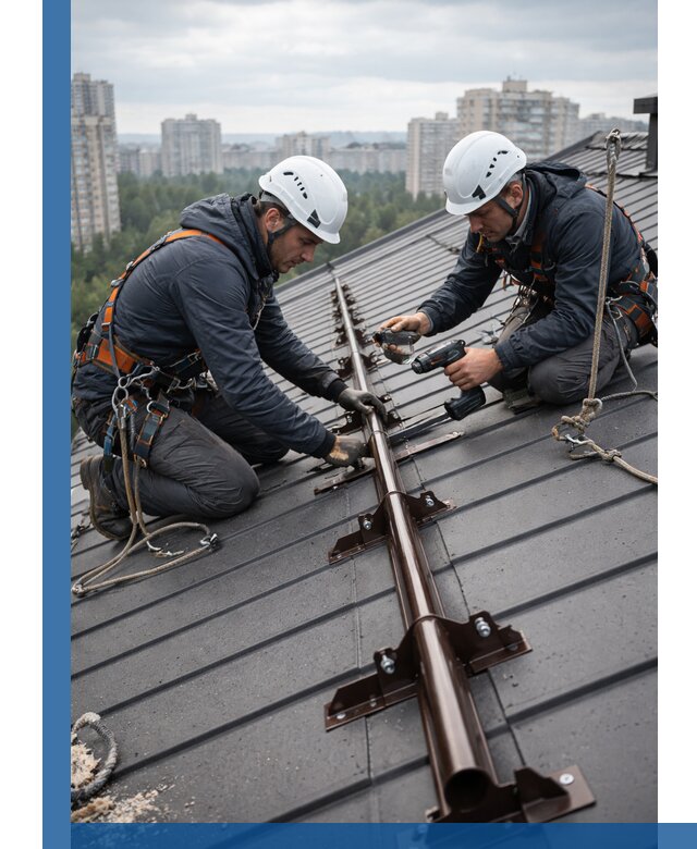 Монтаж снегозадержателей на кровле зданий в Петергофе под ключ