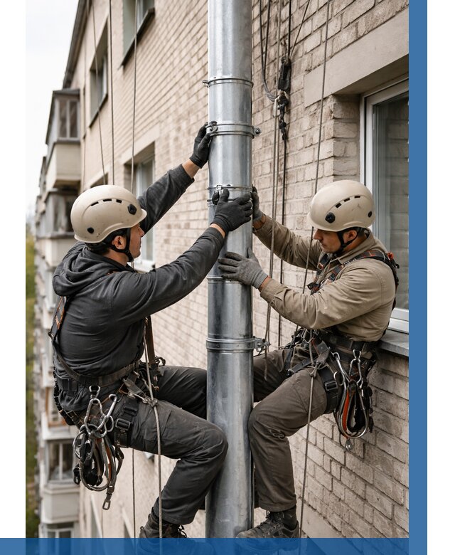 Замена водосточных труб в Петергофе от 6800 р. | ВЫСОТНИК-Птф