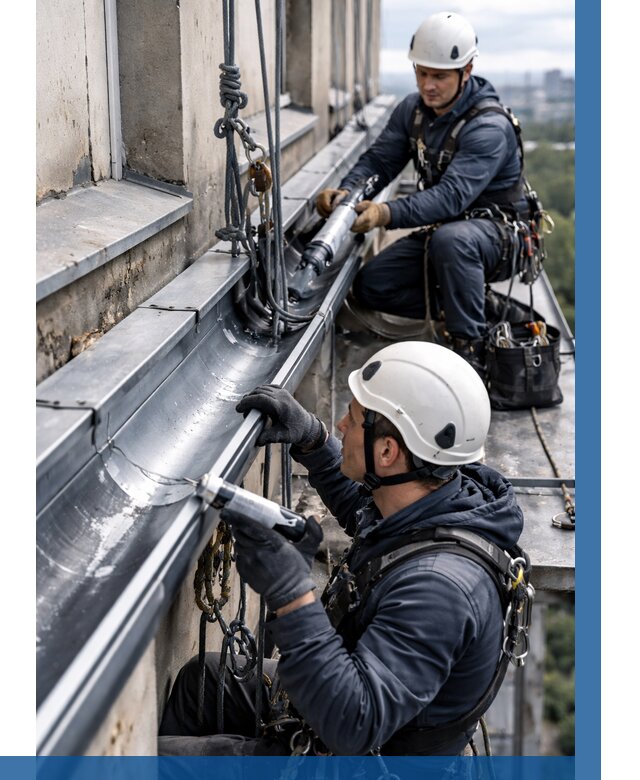 Ремонт водосточных желобов в Петергофе от 6800 р. | ВЫСОТНИК-Птф