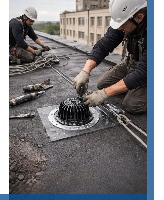 Установка водосточных воронок в Петергофе цена от 3661 р. | ВЫСОТНИК-Птф