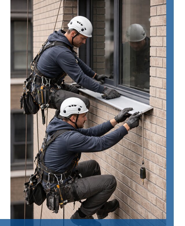 Монтаж оконных отливов под ключ в Петергофе от 3661 р. | ВЫСОТНИК-Птф