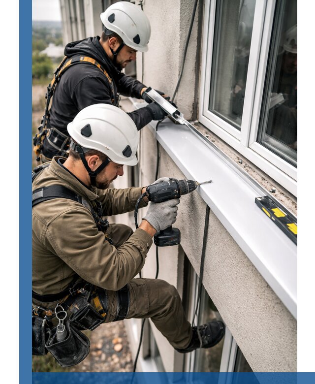 Профессиональный монтаж оконных отливов и отведения воды в Петергофе
