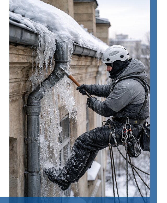Очистка водостоков от льда в Петергофе от 3661 р. | ВЫСОТНИК-Птф