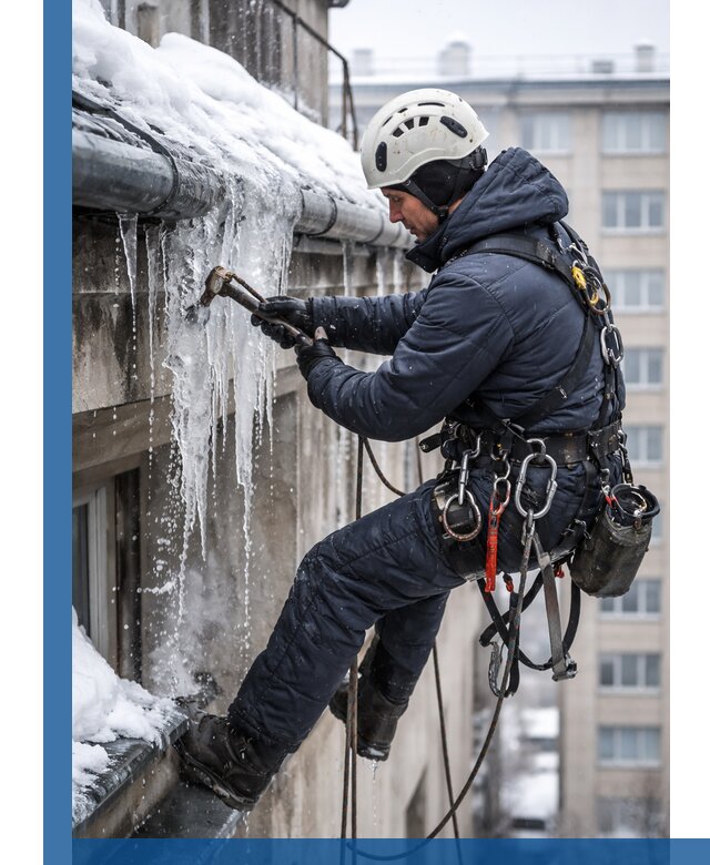 Удаление наледи и чистка водостоков в Петергофе оперативно и безопасно