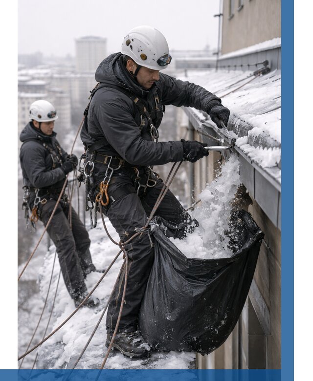 Аварийная очистка крыши в Петергофе под ключ от 314 р. | ВЫСОТНИК-Птф