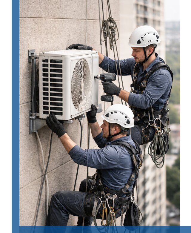 Монтаж внешнего блока кондиционера в Петергофе установка и крепление